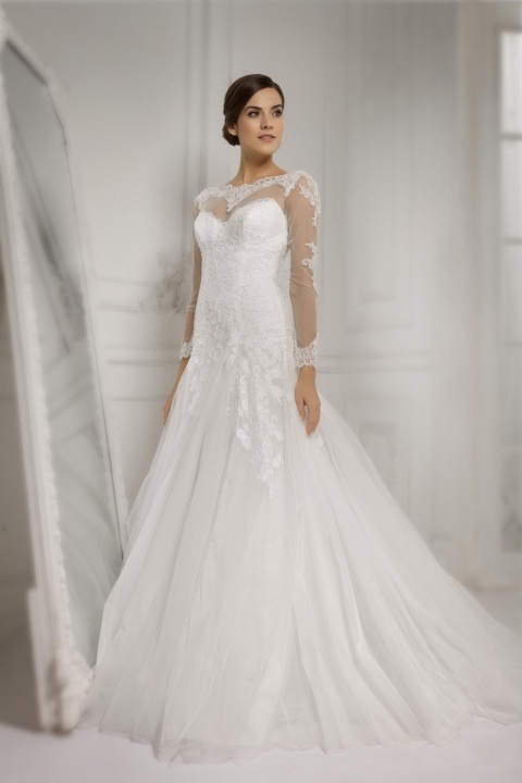 Abito Da Sposa Italia Ampio Con Maniche Lunghe Con Pizzo Economico Onlinesposatelier