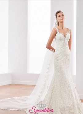 abito da sposa a sirena 2018  online economici Italia ricamato in pizzo