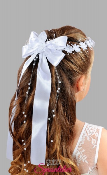 coroncina con fiocco prima comunione bimba accessori per capelli vendita online