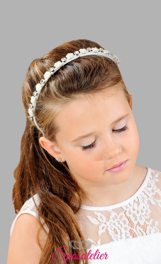 accessori per capelli per prima comunione bimba cerchietto con fiori  vendita online