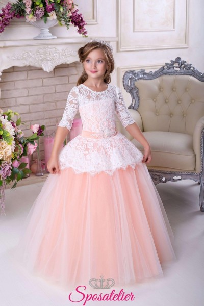 Abiti comunione bambina  color pesca