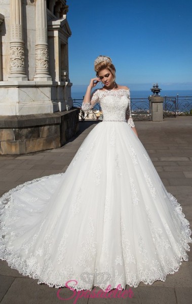 abiti da sposa modello principessa on line economici con scollo a barca