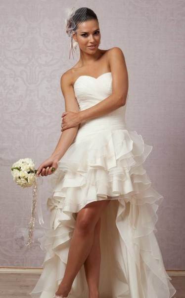 abiti da sposa corti con gonna asimmetrica online economico