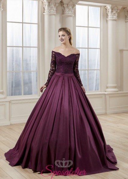 abito da sposa viola color prugna autunnale colorato