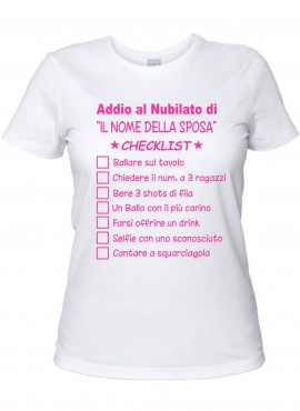 maglietta personalizzata lista cose da fare addio al nubilato