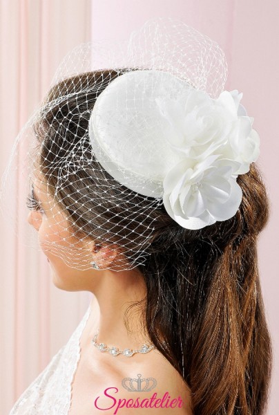 cappelli sposa online in raso con retina di tulle sito italiano