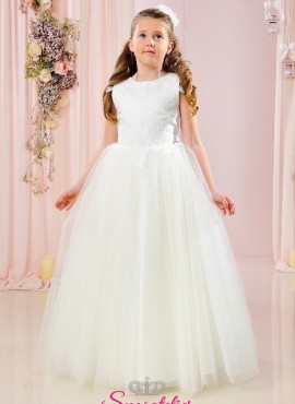 abiti prima comunione bambina 2018 in tulle glitterato raso e pizzo
