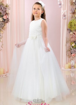 vestito comunione bambina firmato 2018 in tulle glitterato raso e pizzo