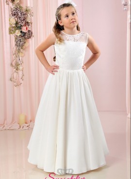 abito prima comunione bambina elegante in tafta e  pizzo vendita online economico