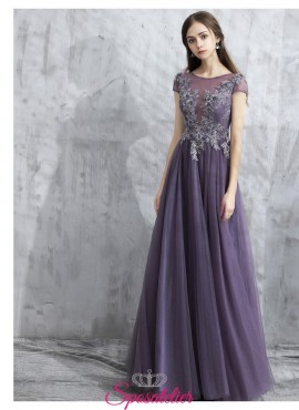 abiti da cerimonia 2018 lungo colorato con corpetto di pizzo elegante