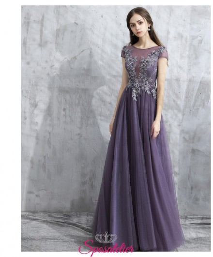 abiti da cerimonia 2018 lungo colorato con corpetto di pizzo elegante