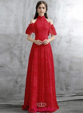 abiti da damigella nuova collezione ricamato in pizzo rosso o rosa