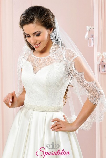 velo da sposa corto con bordo in pizzo online