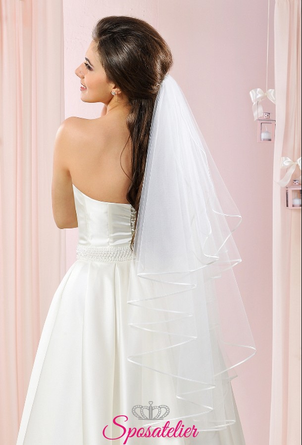 Veli da sposa Velo da sposa a cascata con bordo in pizzo e tulle a un  livello - Milanoo.com