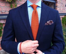 cravatta a maglia arancione