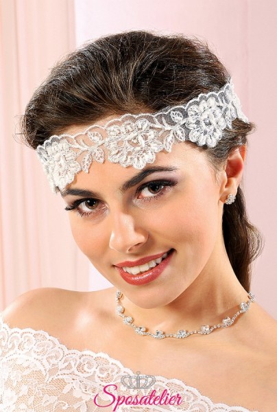 fascia per capelli sposa online in pizzo sito italiano