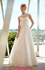 Abito da Sposa A-line elegante con gonna in Tulle e pizzo sul corpetto