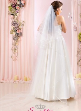 Velo da sposa lungo con bordo in raso sottile vendita online