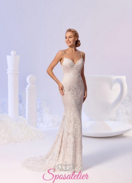 ESTELLA – vestiti da sposa a sirena in pizzo con bretelline