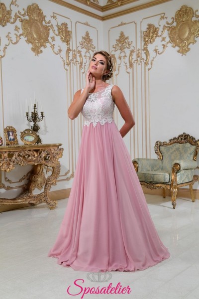 RUZICA – abiti da sposa colorati economici con corpetto avorio e gonna rosa
