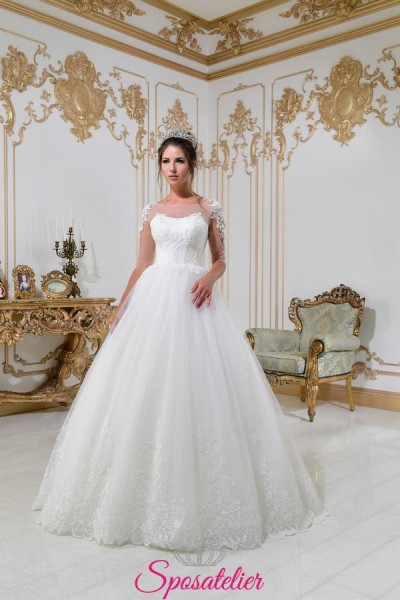 BETTINA – vestiti da sposa principessa con decori di pizzo sulle maniche