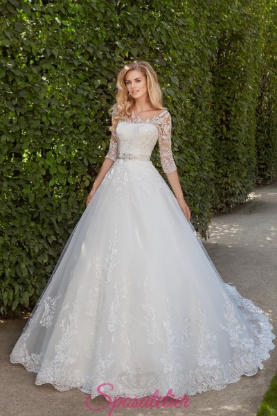 GYNA – vestiti da sposa principessa economici online con orlo di pizzo