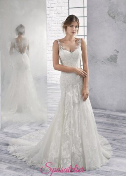 vestiti da sposa mezza sirena in pizzo con bottoncini ...