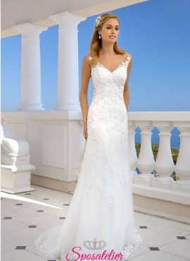 abiti da sposa mezza sirena  sensuale con ricami di pizzo