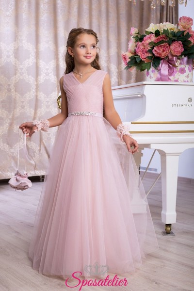 Rosa-abiti prima comunione festa bambina