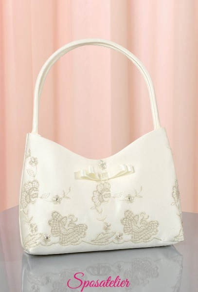 borsa da sposa online in raso con ricami di pizzo nuova collezione