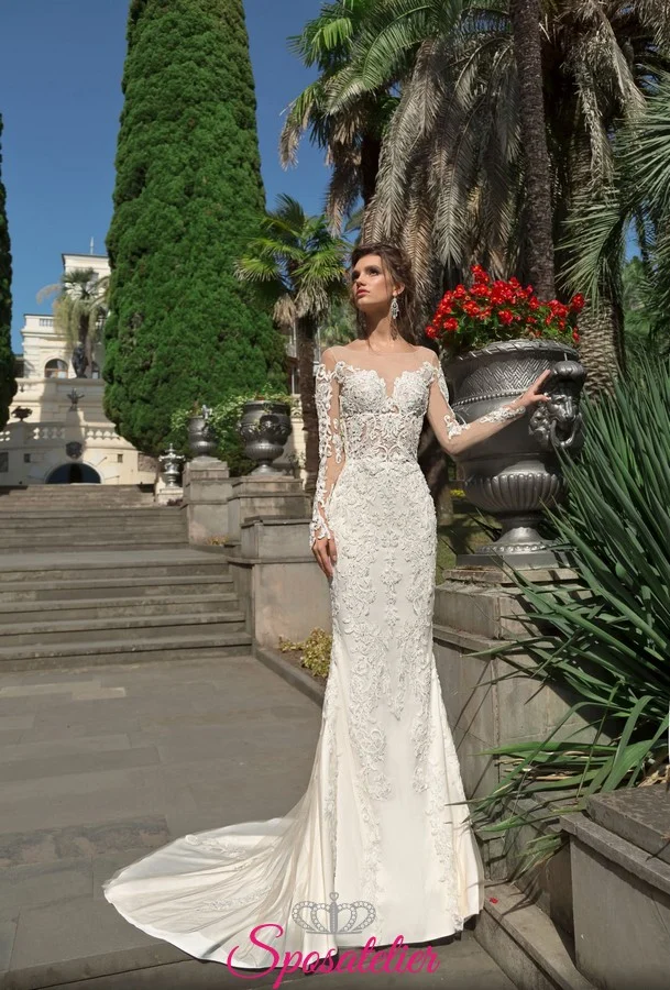 pp (4) abiti da sposa a sirena in pizzo