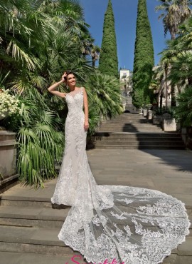 abiti da sposa a sirena in pizzo con strascico lungo 2019 nuova collezione