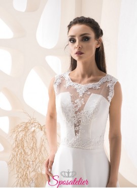 Coprispalle sposa a giromanica vendita online in pizzo con bottoncini sulla schiena
