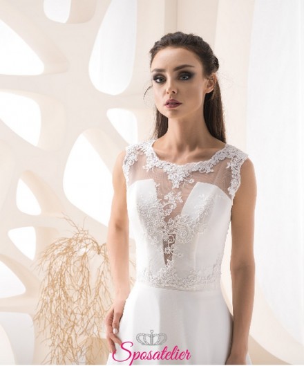 Coprispalle sposa a giromanica vendita online in pizzo con bottoncini sulla schiena