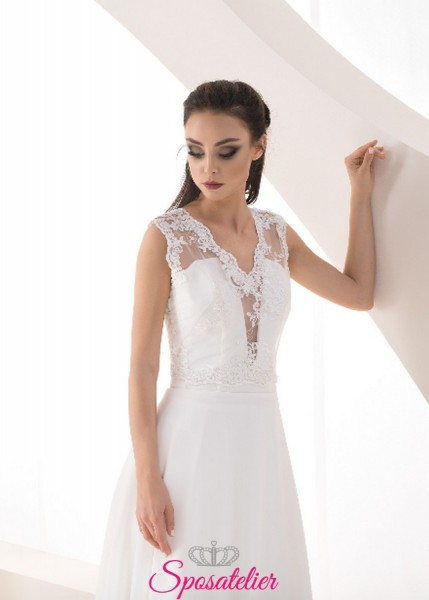 Coprispalle sposa senza maniche vendita online in pizzo con bottoncini sulla schiena