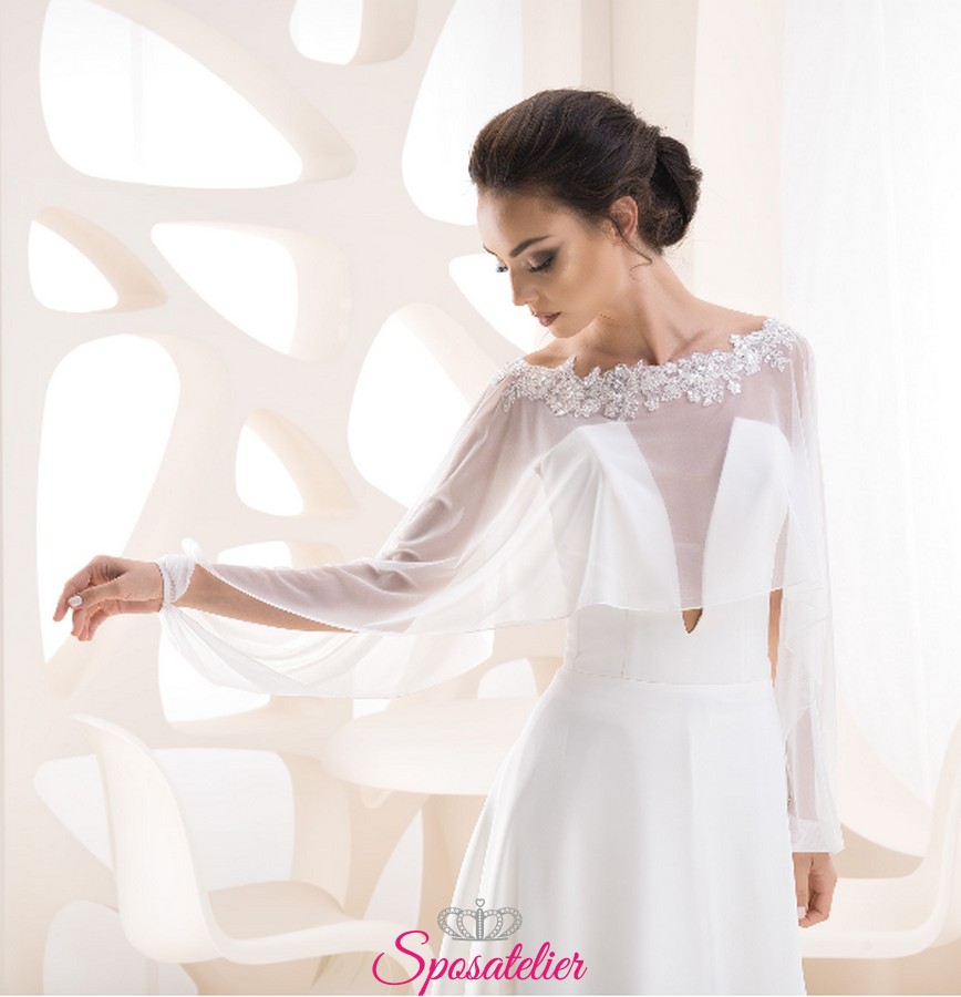 Coprispalle sposa in tulle con ricamo di pizzo vendita online