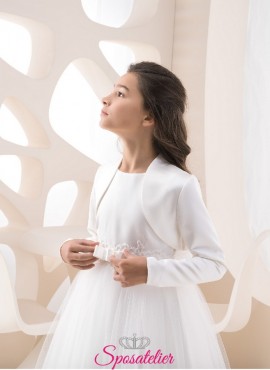 coprispalle bambina cerimonia in raso colore bianco o avorio