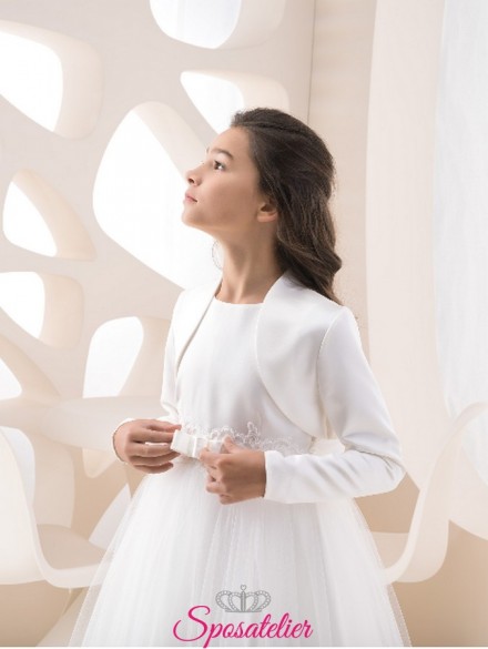 coprispalle bambina cerimonia in raso colore bianco o avorio