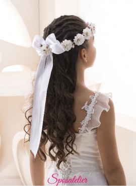 coroncine per capelli prima comunione vendita online con fiori e fiocco