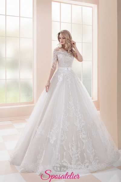 Beatriz – abiti da sposa fiabesco da principessa con corpetto ricamato e maniche lunghe