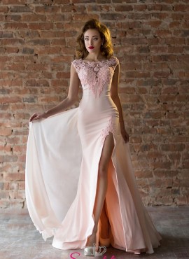 abiti da damigella lunghi economici colorati elegante con spacco
