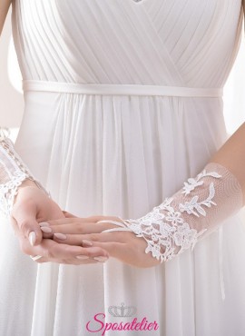 guanti da sposa corti ricamati in pizzo online senza dita collezione 2019