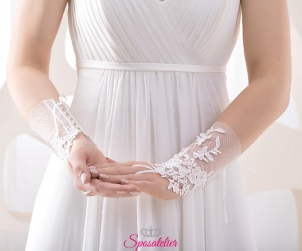 guanti da sposa corti ricamati in pizzo online senza dita collezione 2019