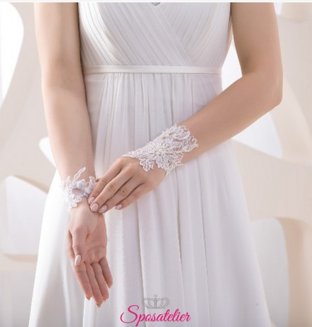guanti da sposa corti online in pizzo senza dita collezione 2019