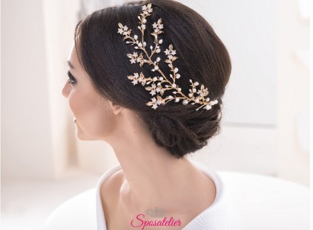 accessorio elegante per acconciatura sposa raccolto online collezione 2018