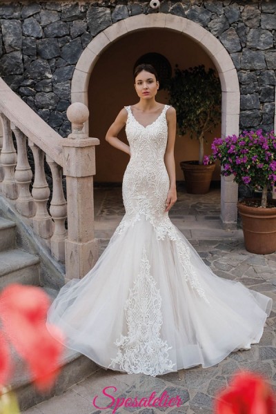 Sabina-abito da sposa a sirena in pizzo particolare