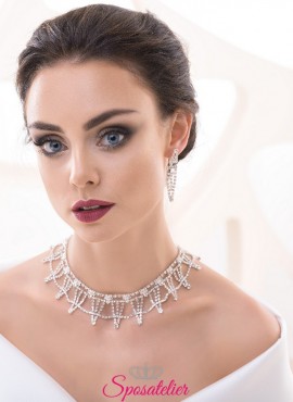 collana da sposa girocollo e orecchini con strass collezione 2018 vendita online