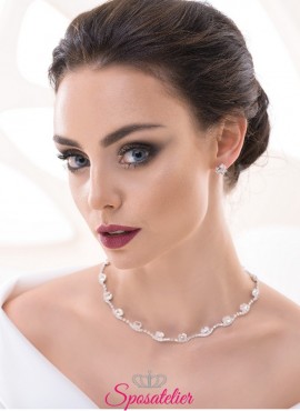 collana da sposa girocollo con orecchini punti luce collezione 2018 vendita online