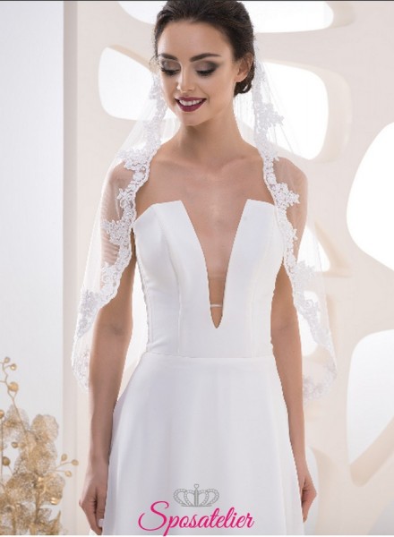 velo da sposa con bordo in pizzo corto nuova collezione