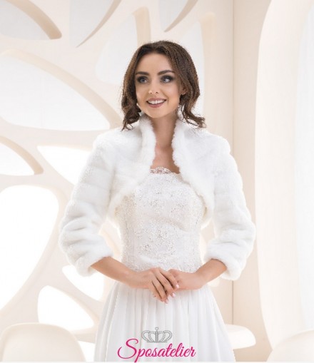 bolero di pelliccia sposa maniche lunghe vendita online
